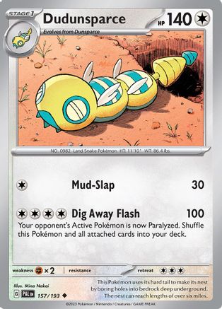 Image of Dudunsparce 157/193  - Reverse Holofoil SV02 Paldea Evolved - Uncommon