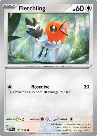 Image of Fletchling 163/193  SV02 Paldea Evolved - Common