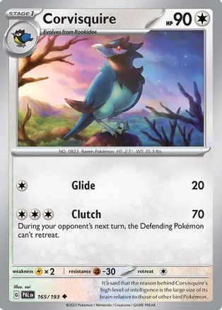 Image of Corvisquire 165/193  - Reverse Holofoil SV02 Paldea Evolved - Uncommon