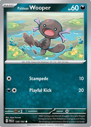 Image of Paldean Wooper 129/193  - Reverse Holofoil SV02 Paldea Evolved - Common
