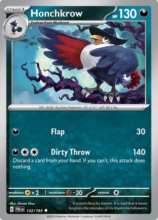 Image of Honchkrow 132/193  SV02 Paldea Evolved - Uncommon
