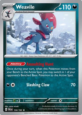 Image of Weavile 134/193  - Holofoil SV02 Paldea Evolved - Rare