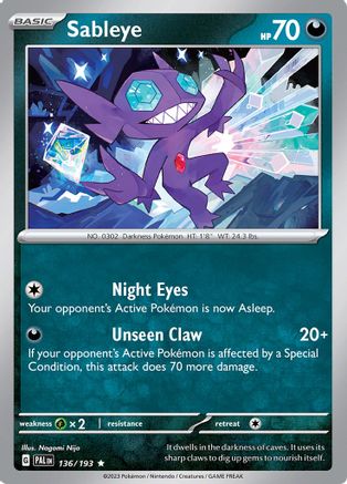 Image of Sableye 136/193  - Reverse Holofoil SV02 Paldea Evolved - Rare
