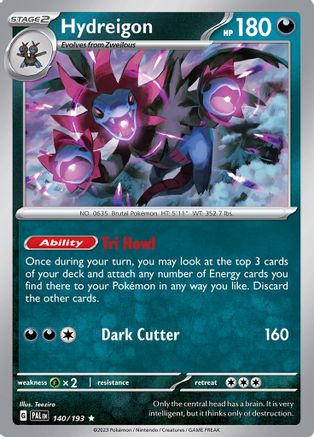 Image of Hydreigon 140/193  - Reverse Holofoil SV02 Paldea Evolved - Rare