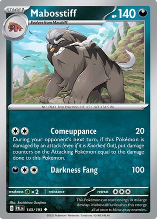 Image of Mabosstiff 143/193  - Reverse Holofoil SV02 Paldea Evolved - Uncommon