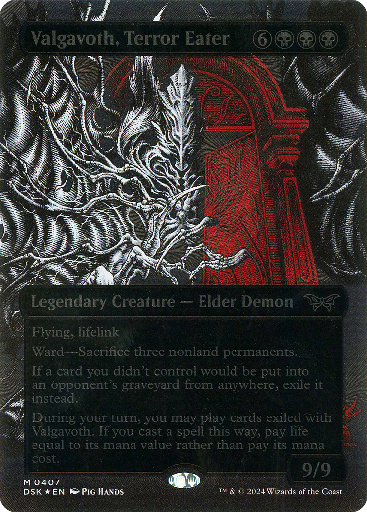 Image of Valgavoth, Terror Eater (Showcase) (Textured Foil) (DSK-407) - Duskmourn: House of Horror: (Showcase) (Borderless) Foil