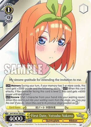 Image of First Date, Yotusba Nakano (5HY/W101-E018 C) - The Quintessential Quintuplets Movie