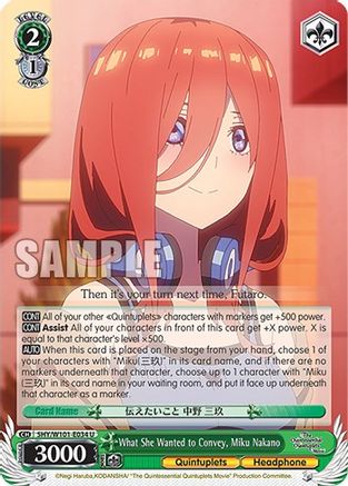 Image of What She Wanted to Convey, Miku Nakano (5HY/W101-E034 U) - The Quintessential Quintuplets Movie