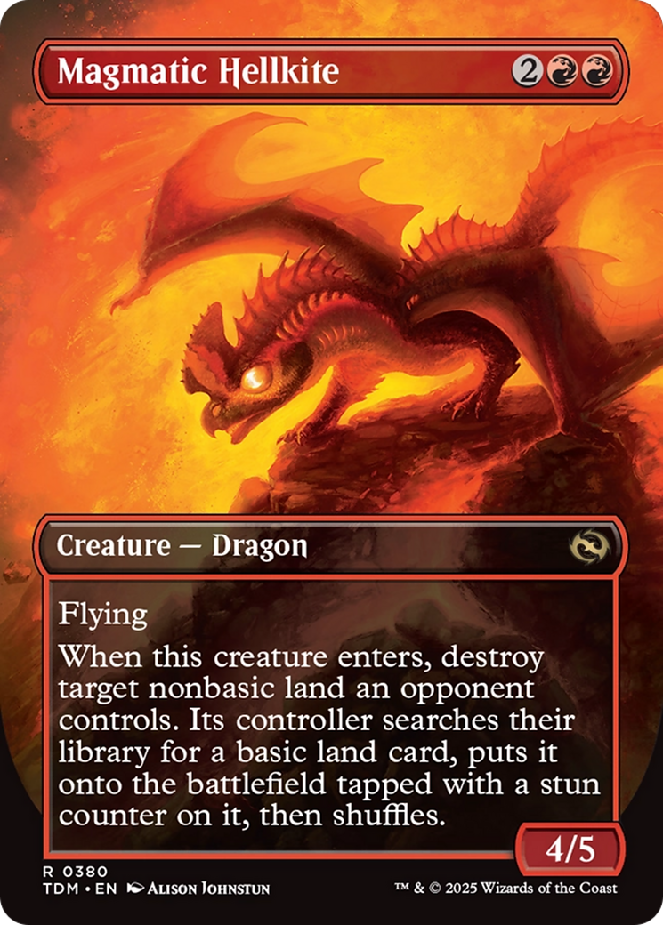 Image of Magmatic Hellkite (Borderless) (TDM-380) - Tarkir: Dragonstorm (Borderless) Foil