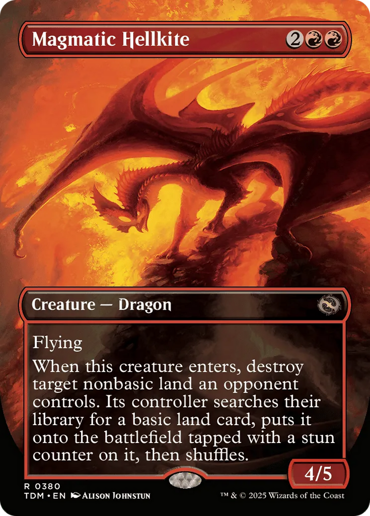 Image of Magmatic Hellkite (Borderless) (TDM-380) - Tarkir: Dragonstorm (Borderless) Foil