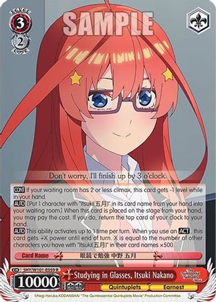 Image of Studying in Glasses, Itsuki Nakano (5HY/W101-E059 R) - The Quintessential Quintuplets Movie