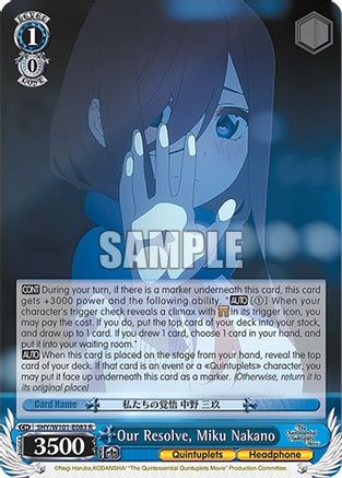 Image of Our Resolve, Miku Nakano (5HY/W101-E083 R) - The Quintessential Quintuplets Movie