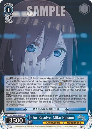 Image of Our Resolve, Miku Nakano (SR) (5HY/W101-E083S SR) - The Quintessential Quintuplets Movie