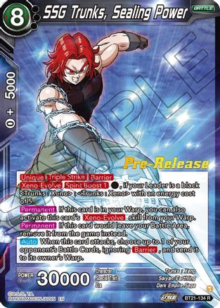 Image of SSG Trunks, Sealing Power (BT21-134) - Wild Resurgence PreRelease Cards