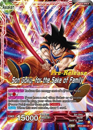Image of Son Goku // Son Goku, for the Sake of Family (BT21-001) - Wild Resurgence PreRelease Cards