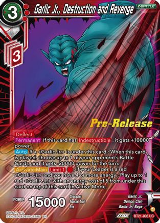 Image of Garlic Jr., Destruction and Revenge (BT21-006) - Wild Resurgence PreRelease Cards