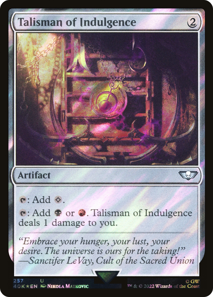 Image of Talisman of Indulgence (Surge Foil) (40K-257) - Warhammer 40,000 Commander Foil
