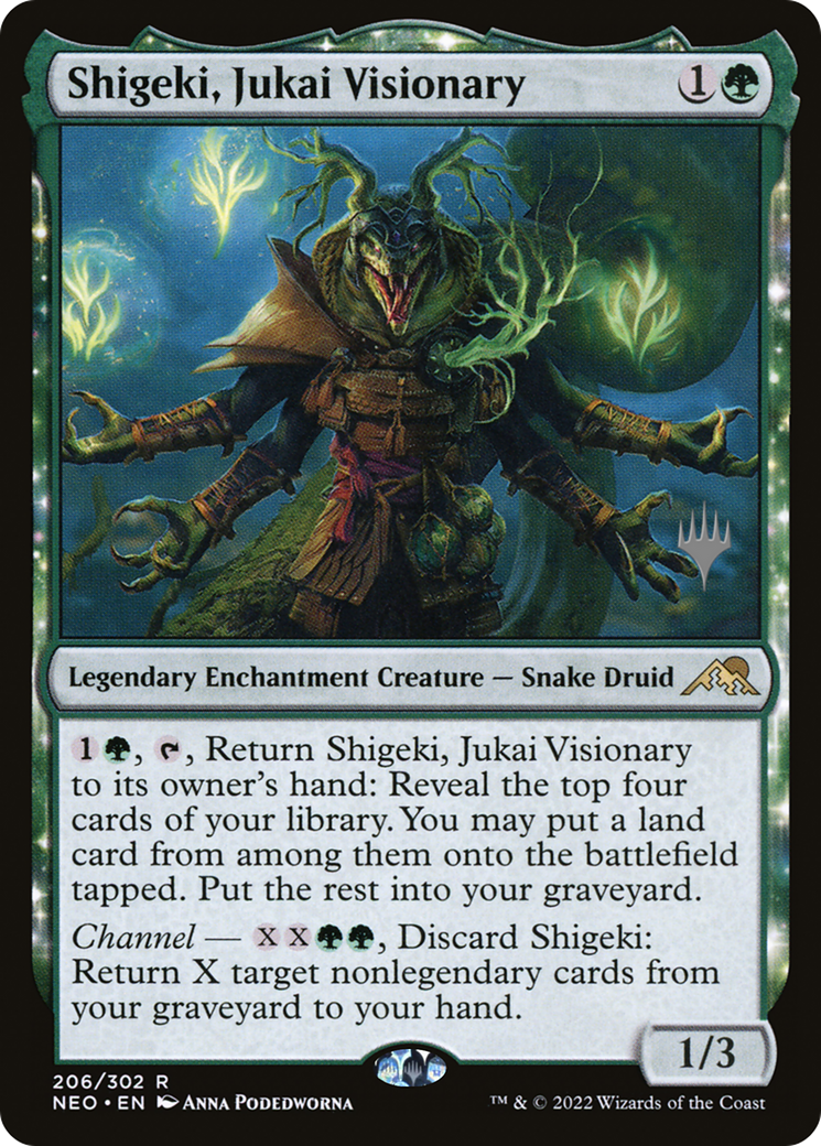 Image of Shigeki, Jukai Visionary (PPNEO-206) - Kamigawa: Neon Dynasty Promos: (enchantment)