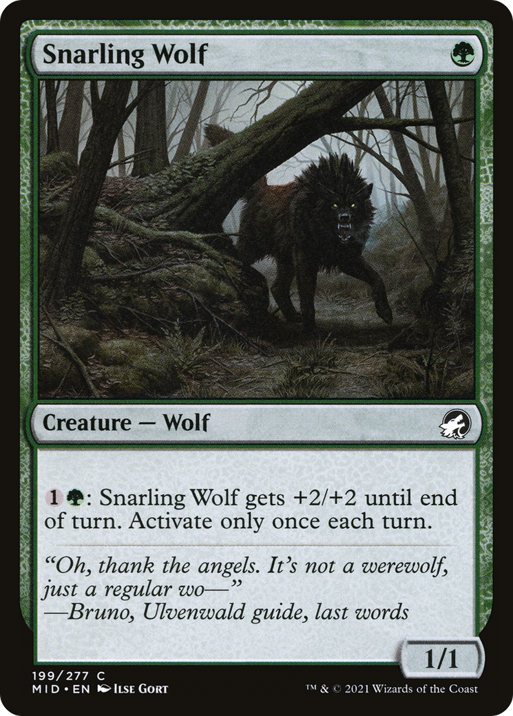 Image of Snarling Wolf (MID-199) - Innistrad: Midnight Hunt