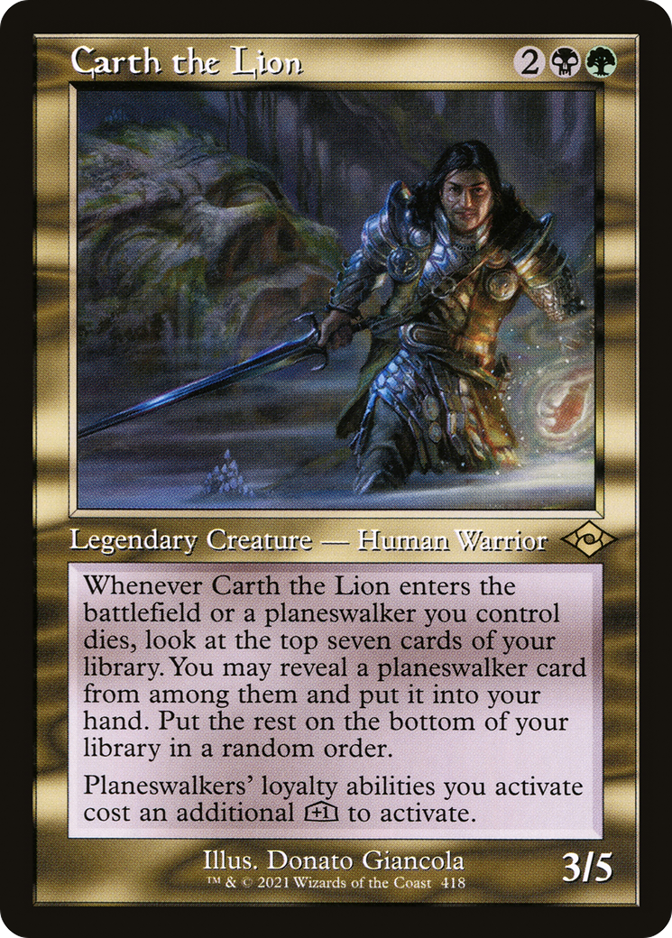 Image of Carth the Lion (Retro Frame) (MH2-418) - Modern Horizons 2 Etched Foil