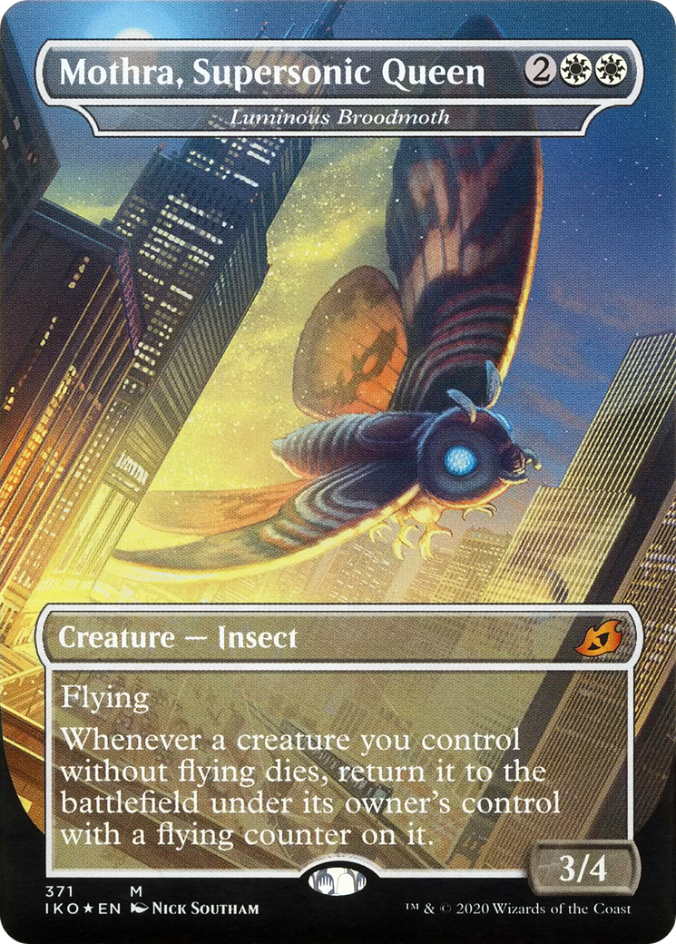 Image of Mothra, Supersonic Queen - Luminous Broodmoth (IKO-371) - Ikoria: Lair of Behemoths / Mothra, Supersonic Queen (Borderless) Foil