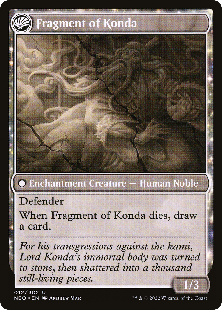 Image of The Fall of Lord Konda (NEO-012) - Kamigawa: Neon Dynasty: (fandfc, enchantment) Foil
