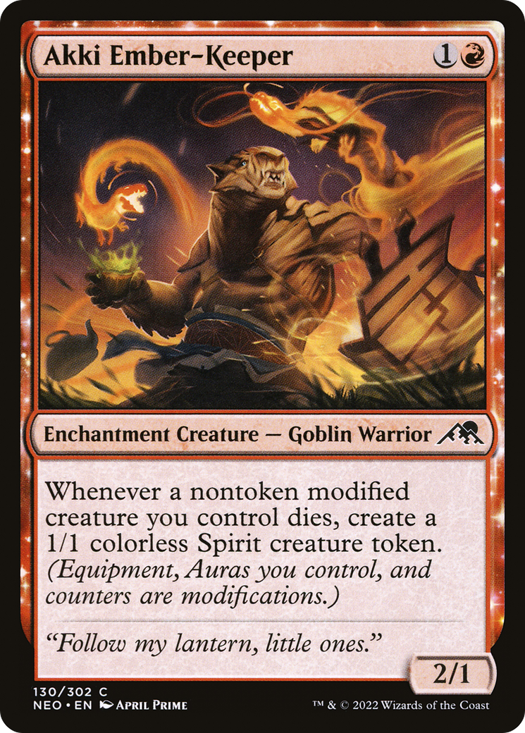 Image of Akki Ember-Keeper (NEO-130) - Kamigawa: Neon Dynasty: (enchantment)