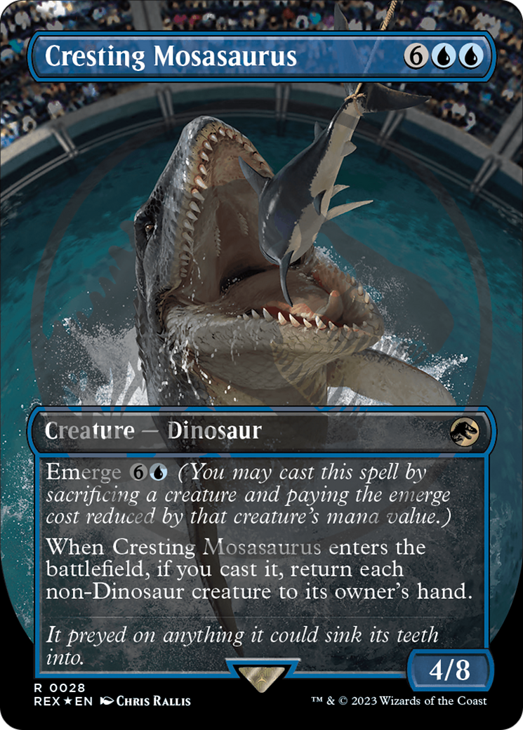 Image of Cresting Mosasaurus (Borderless) (Emblem) (REX-028) - Jurassic World Collection (Borderless) Foil