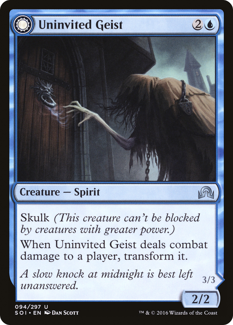 Image of Uninvited Geist (SOI-094) - Shadows over Innistrad: (Double Faced Transform) Foil
