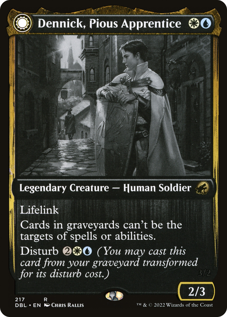 Image of Dennick, Pious Apprentice (DBL-217) - Innistrad: Double Feature: (Double Faced Transform) Foil