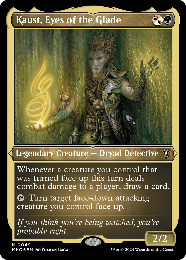 Image of Kaust, Eyes of the Glade (Display Commander) - Thick Stock (MKC-049) - Murders at Karlov Manor Commander Foil