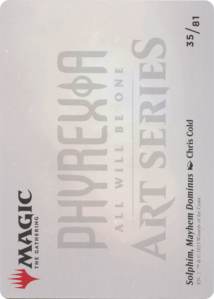 Image of Solphim, Mayhem Dominus // Solphim, Mayhem Dominus (AONE-035) - Phyrexia: All Will Be One Art Series (Borderless)