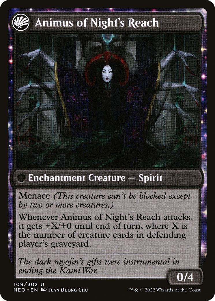 Image of The Long Reach of Night (NEO-109) - Kamigawa: Neon Dynasty: (fandfc, enchantment) Foil