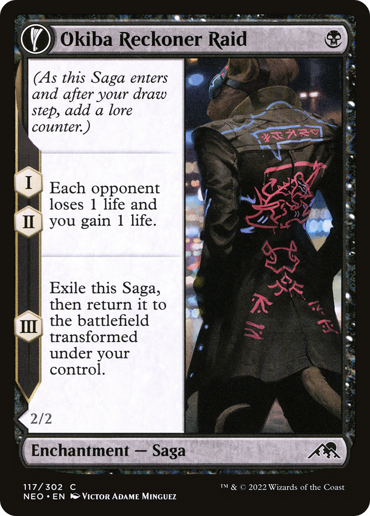 Image of Okiba Reckoner Raid (NEO-117) - Kamigawa: Neon Dynasty: (fandfc, enchantment) Foil