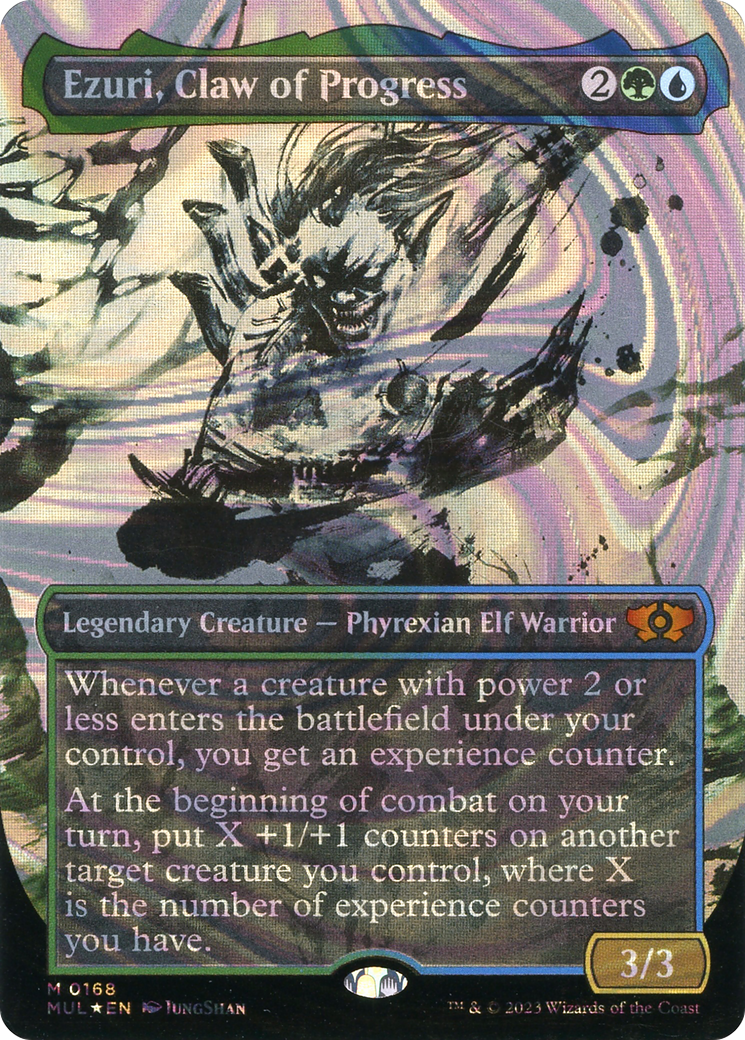 Image of Ezuri, Claw of Progress (Halo Foil) (MUL-168) - Multiverse Legends: (Showcase) (Borderless) Foil