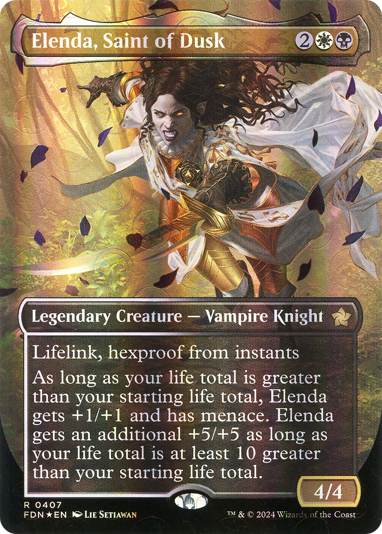 Image of Elenda, Saint of Dusk (Borderless) (Mana Foil) (FDN-407) - Foundations (Borderless) Foil