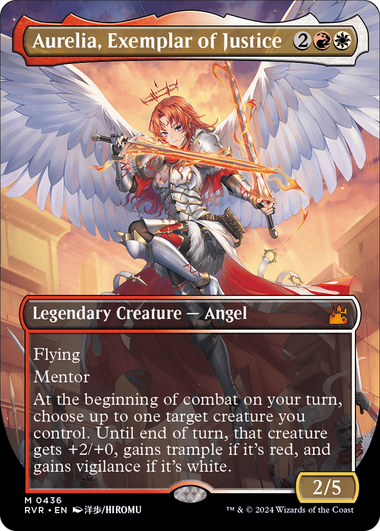 Image of Aurelia, Exemplar of Justice (Anime Borderless) (RVR-436) - Ravnica Remastered (Borderless) Foil