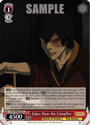 Image of Zuko: Near the Campfire (ATLA/WX04-063 U) - Avatar: The Last Airbender
