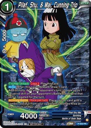 Image of Pilaf, Shu, & Mai, Cunning Trio (Zenkai Series Tournament Pack Vol.4 Winner) (P-502) - Tournament Promotion Cards Foil
