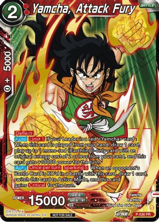 Image of Yamcha, Attack Fury (Championship Selection Pack 2023 Vol.2) (Gold-Stamped Silver Foil) (P-536) - Tournament Promotion Cards Foil