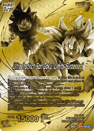 Image of Son Goku // Ultra Instinct Son Goku, Limits Surpassed (Championship 2023 Golden Card Vol.2, Version 1) (BT9-100) - Tournament Promotion Cards Foil