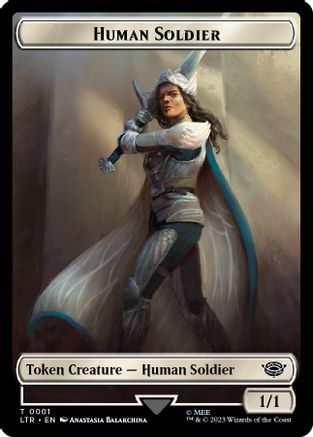 Image of Human Soldier (0001) // Food (0009) Double-Sided Token (LTR-1 // 9) - The Lord of the Rings: Tales of Middle-earth Foil