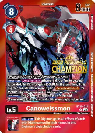 Image of Canoweissmon (2023 Regionals Champion) (BT10-011) - Xros Encounter Foil