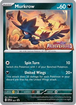 Image of Murkrow (Prerelease) 021  - Holofoil SV Scarlet & Violet Promo Cards - Promo