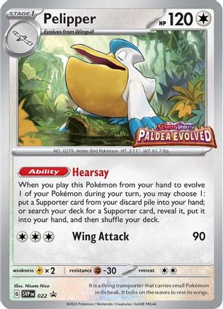 Image of Pelipper (Prerelease) 022  - Holofoil SV Scarlet & Violet Promo Cards - Promo