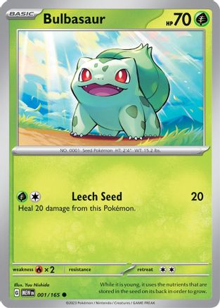 Image of Bulbasaur 001/165  - Reverse Holofoil SV Scarlet & Violet 151 - Common
