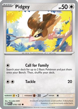 Image of Pidgey 016/165  SV Scarlet & Violet 151 - Common