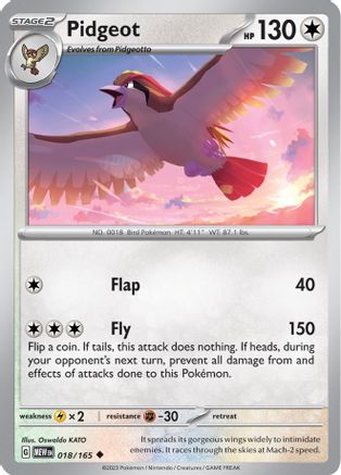 Image of Pidgeot 018/165  SV Scarlet & Violet 151 - Uncommon
