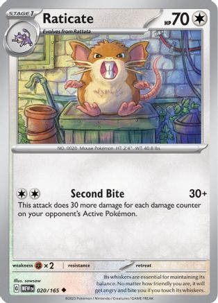 Image of Raticate 020/165  SV Scarlet & Violet 151 - Uncommon