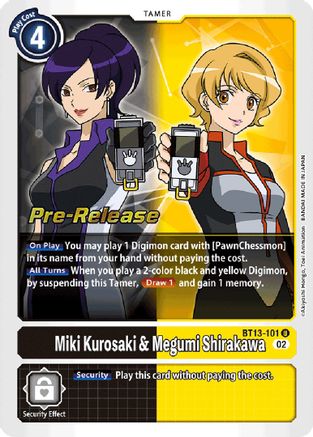 Image of Miki Kurosaki & Megumi Shirakawa (BT13-101) - Versus Royal Knights Pre-Release Cards Foil